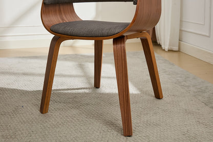 Set of 2 Matt Blatt Bentwood Upholstered Dining Chairs (Walnut)