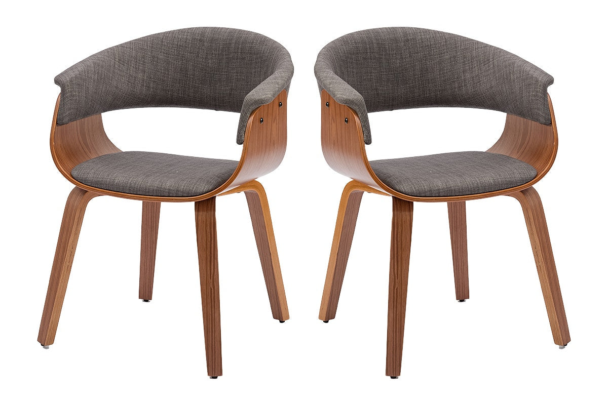 Set of 2 Matt Blatt Bentwood Upholstered Dining Chairs (Walnut)