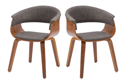 Set of 2 Matt Blatt Bentwood Upholstered Dining Chairs (Walnut)
