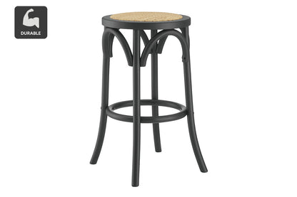 Matt Blatt Bentwood Backless Counter Stool (Black/Rattan Seat)