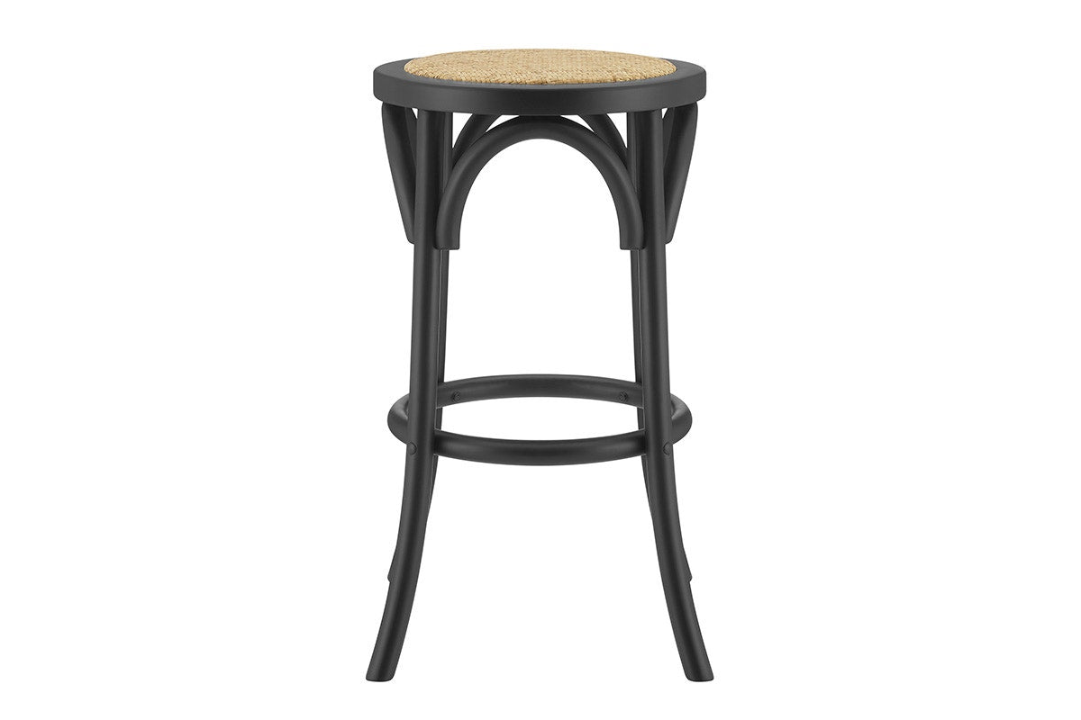 Matt Blatt Bentwood Backless Counter Stool (Black/Rattan Seat)