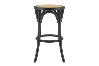 Matt Blatt Bentwood Backless Counter Stool (Black/Rattan Seat)