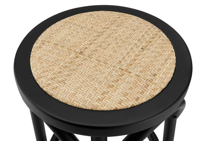 Matt Blatt Bentwood Backless Counter Stool (Black/Rattan Seat)