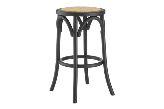 Matt Blatt Bentwood Backless Counter Stool (Black/Rattan Seat)