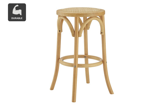 Matt Blatt Bentwood Backless Bar Stool (Natural Beech/Rattan Seat)