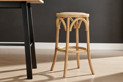 Matt Blatt Bentwood Backless Counter Stool (Natural Beech/Rattan Seat)