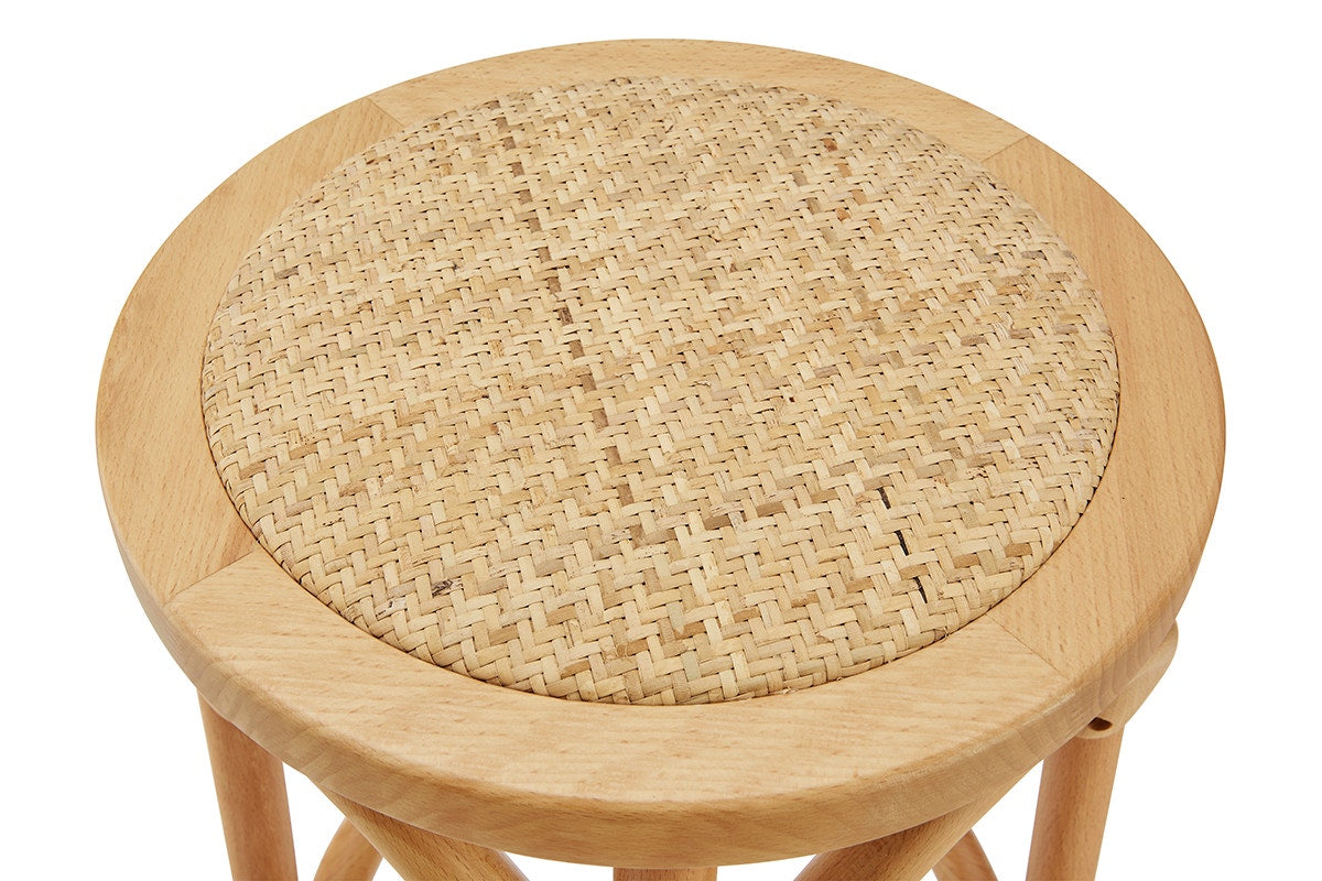 Matt Blatt Bentwood Backless Counter Stool (Natural Beech/Rattan Seat)