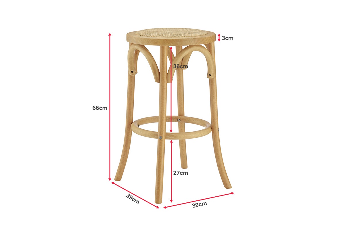 Matt Blatt Bentwood Backless Counter Stool (Natural Beech/Rattan Seat)