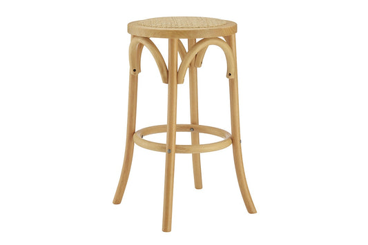 Matt Blatt Bentwood Backless Bar Stool (Natural Beech/Rattan Seat)