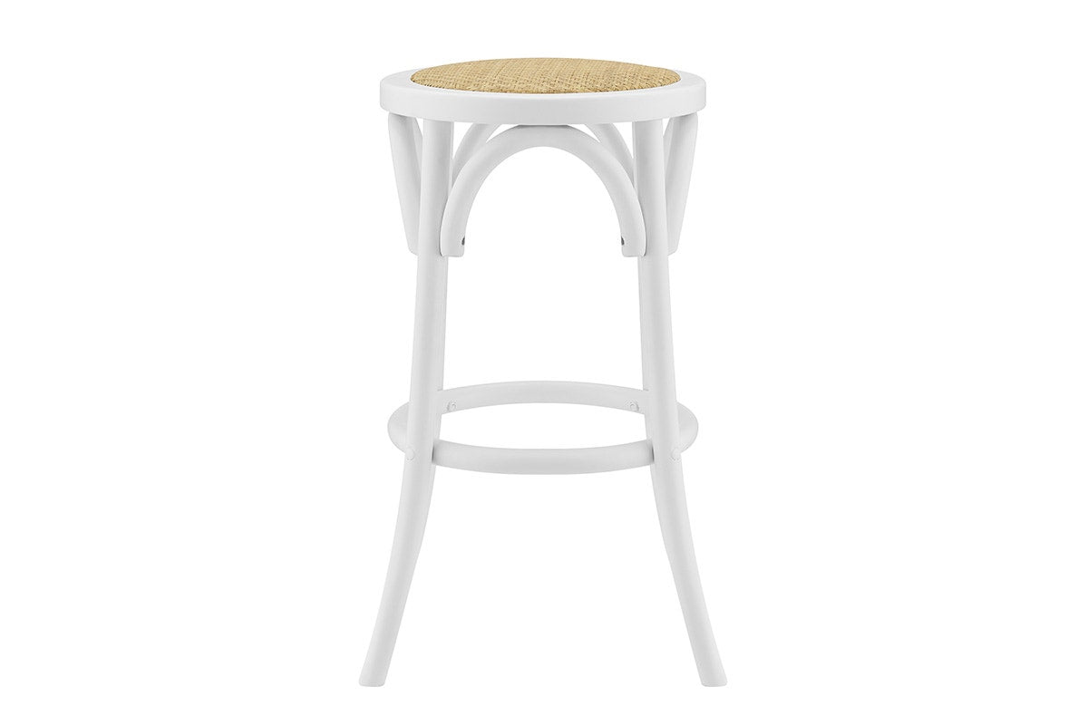 Matt Blatt Bentwood Backless Counter Stool (White/Rattan Seat)