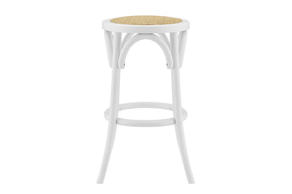 Matt Blatt Bentwood Backless Counter Stool (White/Rattan Seat)