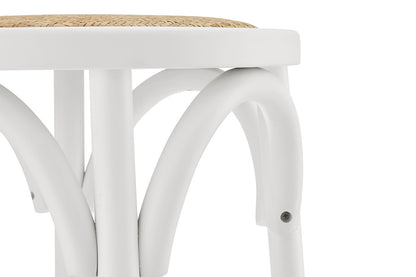 Matt Blatt Bentwood Backless Counter Stool (White/Rattan Seat)