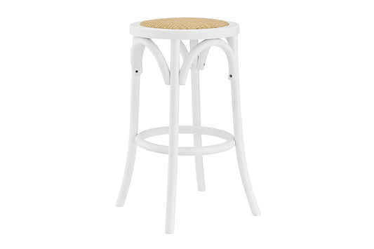 Matt Blatt Bentwood Backless Counter Stool (White/Rattan Seat)