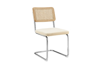 Matt Blatt Set of 2 Marcel Breuer Cesca Dining Chair Replica (Rattan/Cream Velvet)