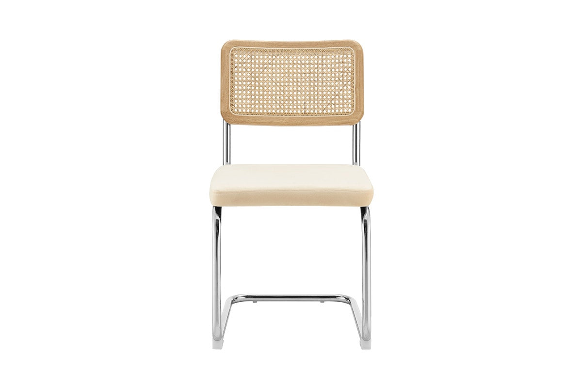 Matt Blatt Set of 2 Marcel Breuer Cesca Dining Chair Replica (Rattan/Cream Velvet)