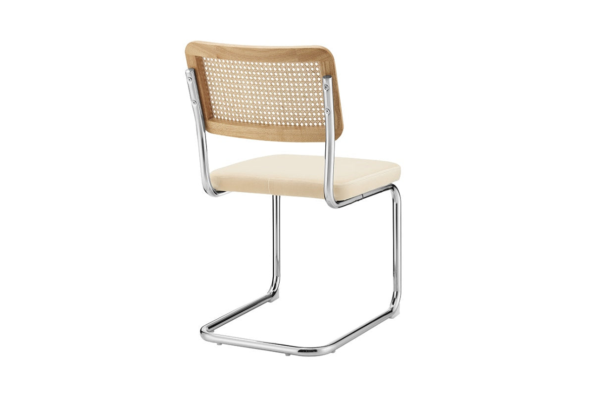 Matt Blatt Set of 2 Marcel Breuer Cesca Dining Chair Replica (Rattan/Cream Velvet)