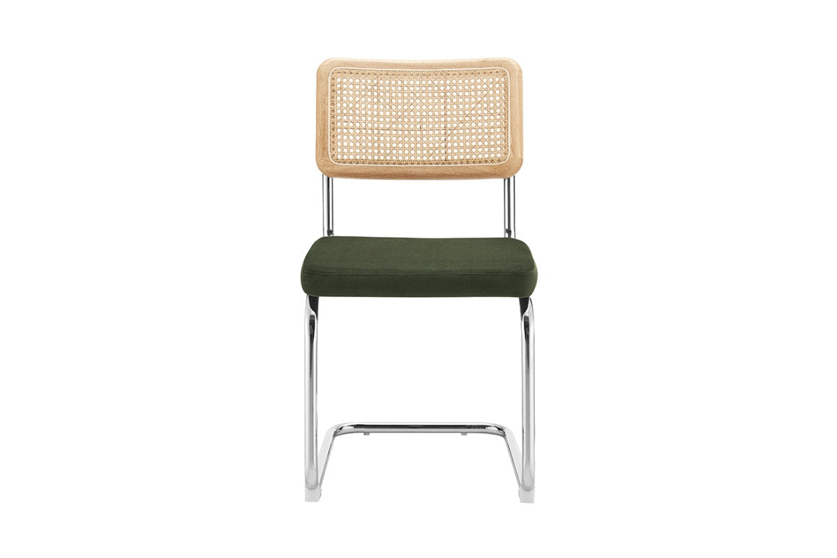 Set of 2 Matt Blatt Marcel Breuer Cesca Dining Chairs Replica (Rattan/Green Velvet)