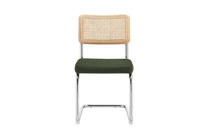 Set of 2 Matt Blatt Marcel Breuer Cesca Dining Chairs Replica (Rattan/Green Velvet)