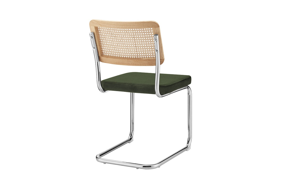 Set of 2 Matt Blatt Marcel Breuer Cesca Dining Chairs Replica (Rattan/Green Velvet)