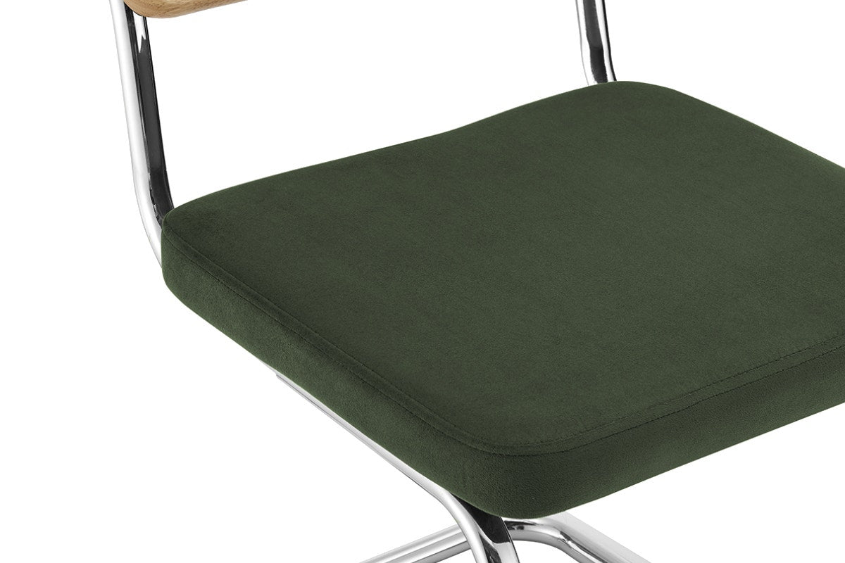 Set of 2 Matt Blatt Marcel Breuer Cesca Dining Chairs Replica (Rattan/Green Velvet)