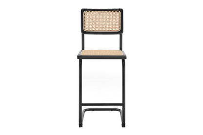 Matt Blatt Set of 2 Marcel Breuer Cesca Chair Counter Stool Replica (Black/Rattan)