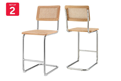 Set of 2 Matt Blatt Marcel Breuer Cesca Counter Stools Replica (Natural/Rattan)