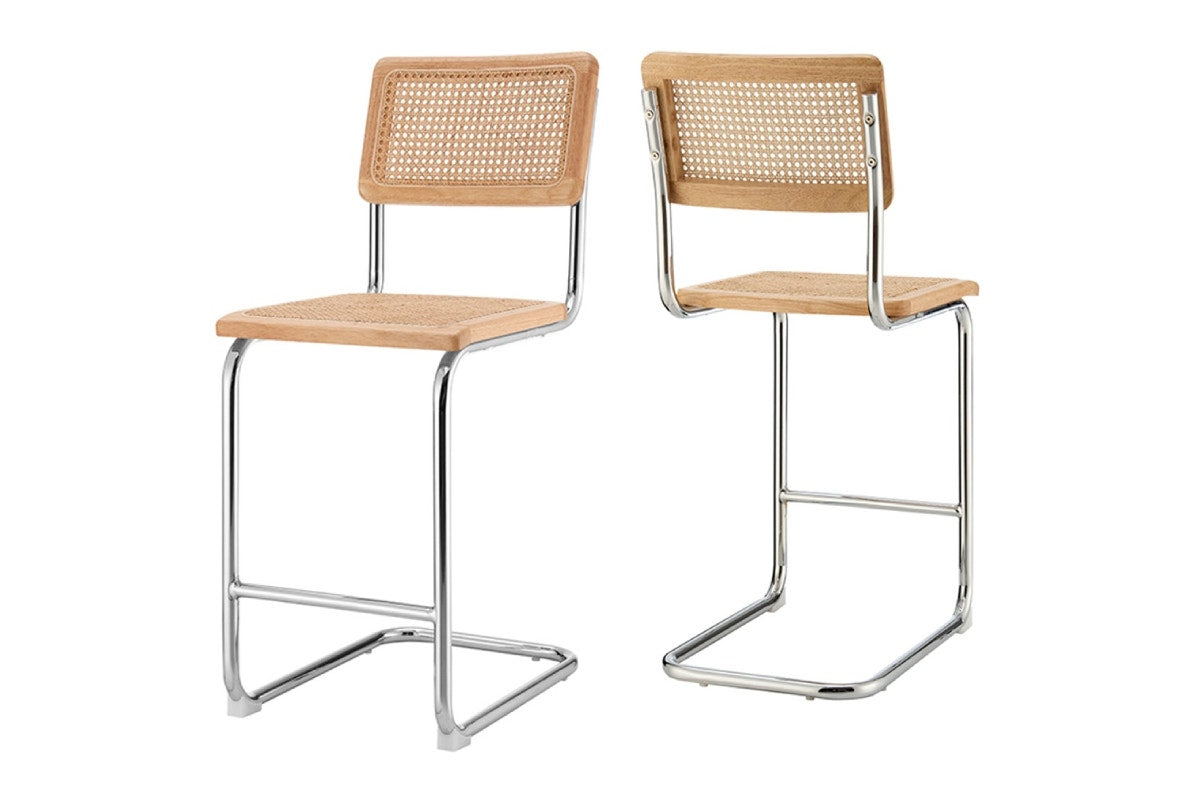 Set of 2 Matt Blatt Marcel Breuer Cesca Counter Stools Replica (Natural/Rattan)