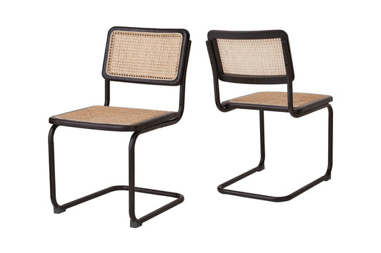 Matt Blatt Set of 2 Marcel Breuer Cesca Dining Chairs Replica  - Black; Rattan)