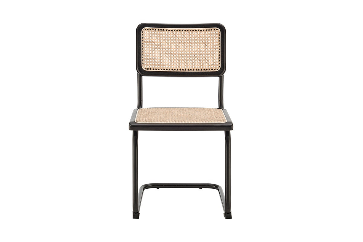 Set of 2 Matt Blatt Marcel Breuer Cesca Dining Chairs Replica (Black/Rattan)