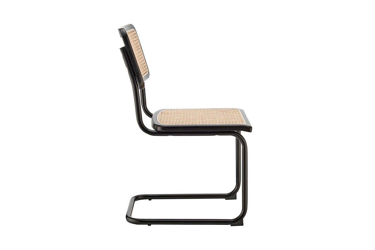 Set of 2 Matt Blatt Marcel Breuer Cesca Dining Chairs Replica (Black/Rattan)