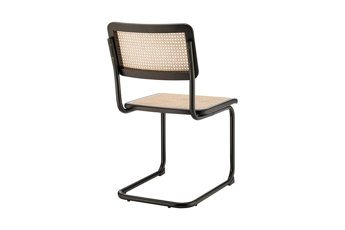 Set of 2 Matt Blatt Marcel Breuer Cesca Dining Chairs Replica (Black/Rattan)