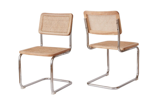 Matt Blatt Set of 2 Marcel Breuer Cesca Dining Chairs Replica  - Natural; Rattan)