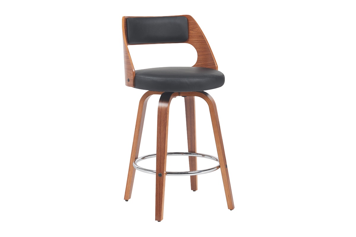 Set of 2 Matt Blatt Davian Faux Leather Swivel Bar Stools (Walnut)