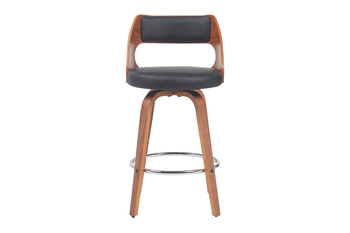 Set of 2 Matt Blatt Davian Faux Leather Swivel Bar Stools (Walnut)