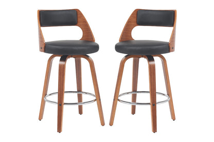 Set of 2 Matt Blatt Davian Faux Leather Swivel Bar Stools (Walnut)