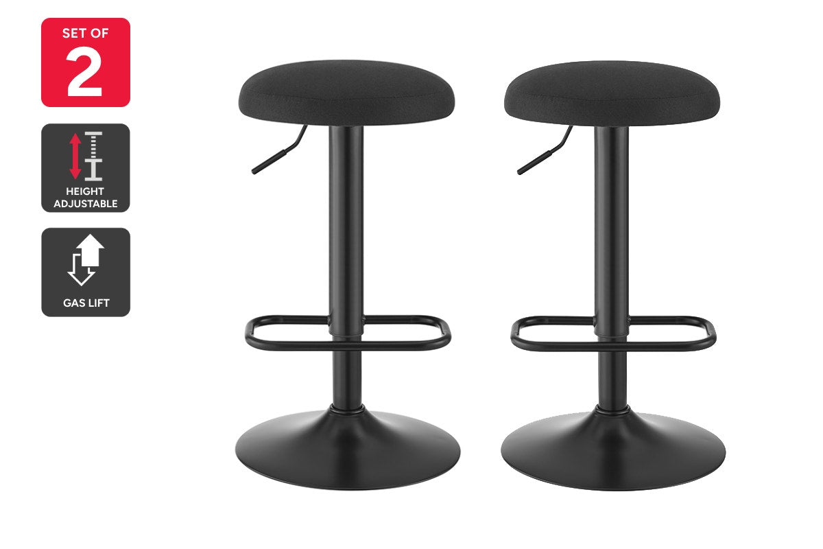 Matt Blatt Dotti Set of 2 Adjustable Barstools (Black/Poppy Black)