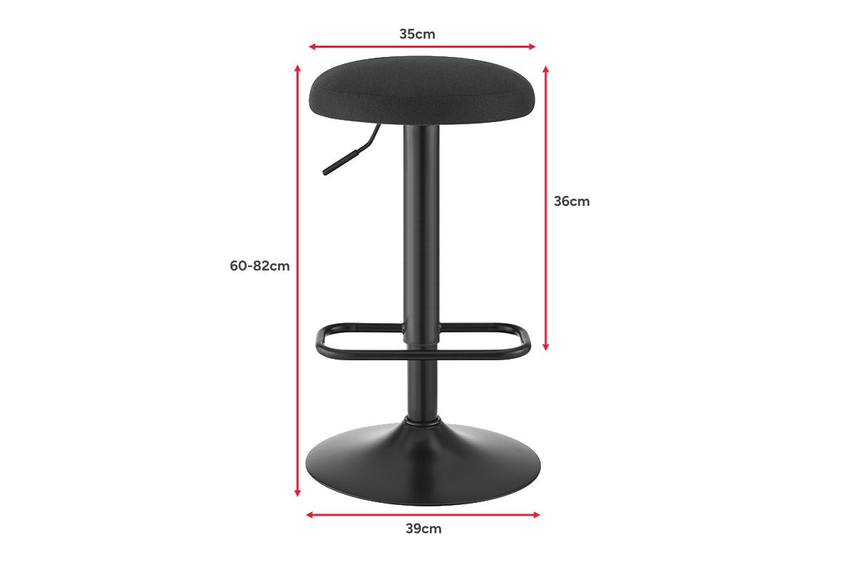 Matt Blatt Dotti Set of 2 Adjustable Barstools (Black/Poppy Black)