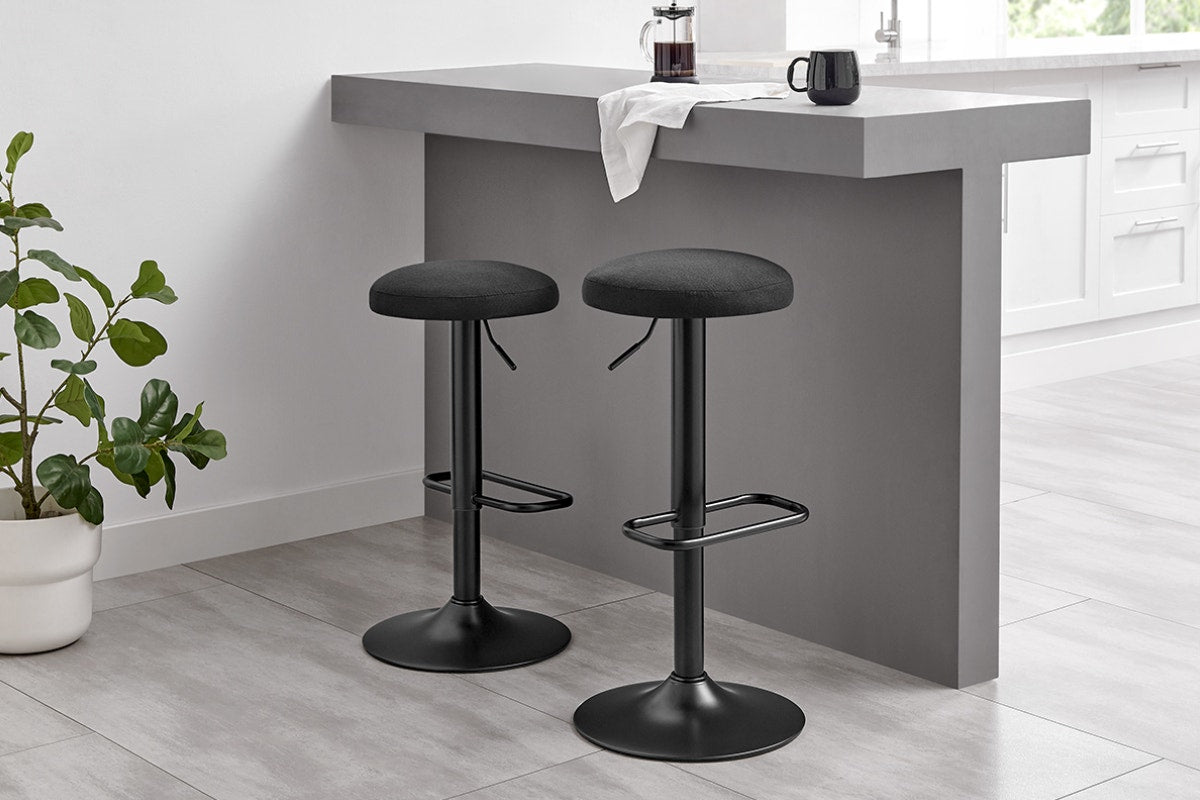 Matt Blatt Dotti Set of 2 Adjustable Barstools (Black/Poppy Black)