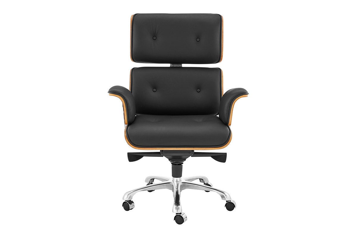 Matt Blatt Eames Executive Office Chair Replica (Walnut/ Black Leather)