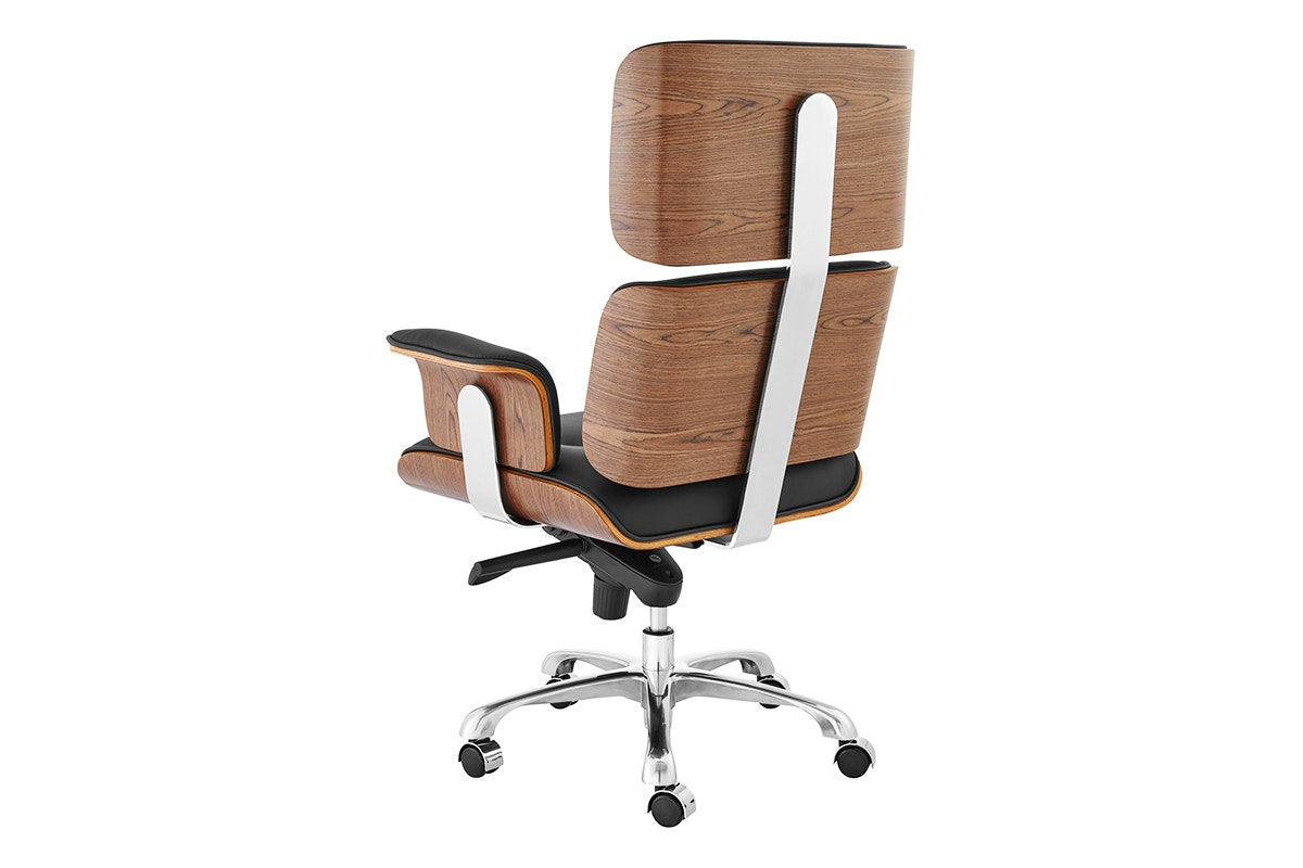 Matt Blatt Eames Executive Office Chair Replica (Walnut/ Black Leather)