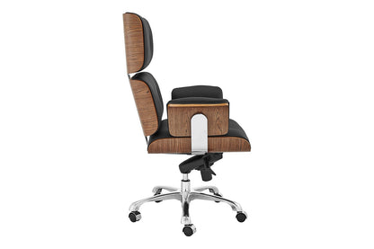 Matt Blatt Eames Executive Office Chair Replica (Walnut/ Black Leather)