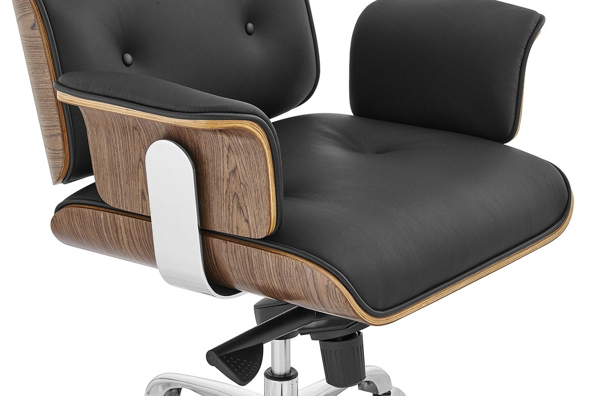 Matt Blatt Eames Executive Office Chair Replica (Walnut/ Black Leather)