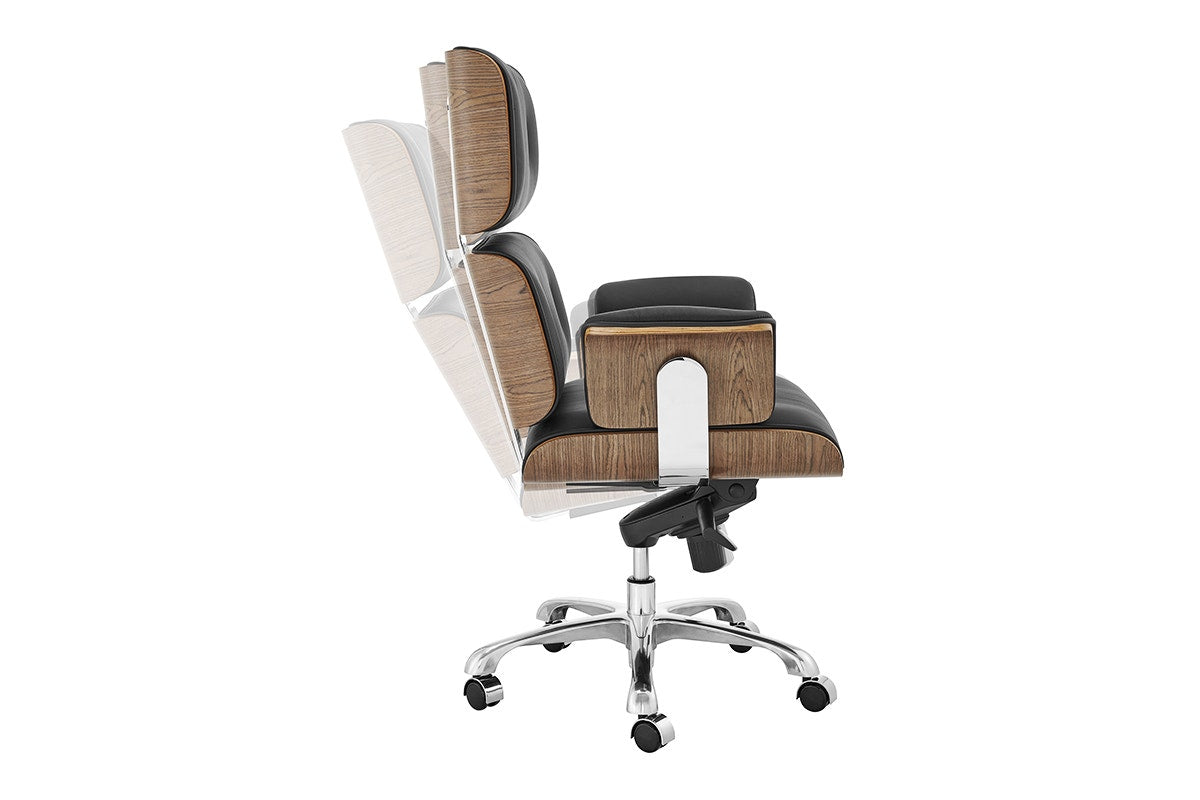 Matt Blatt Eames Executive Office Chair Replica (Walnut/ Black Leather)