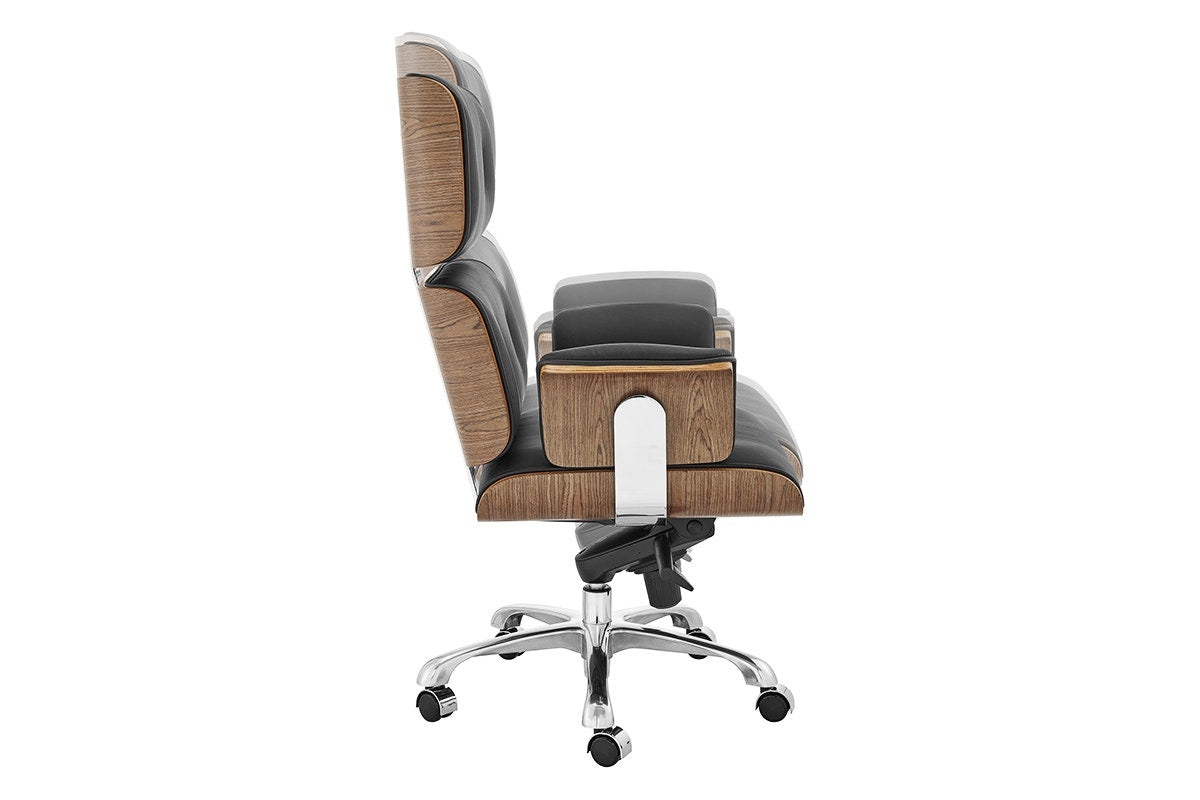 Matt Blatt Eames Executive Office Chair Replica (Walnut/ Black Leather)