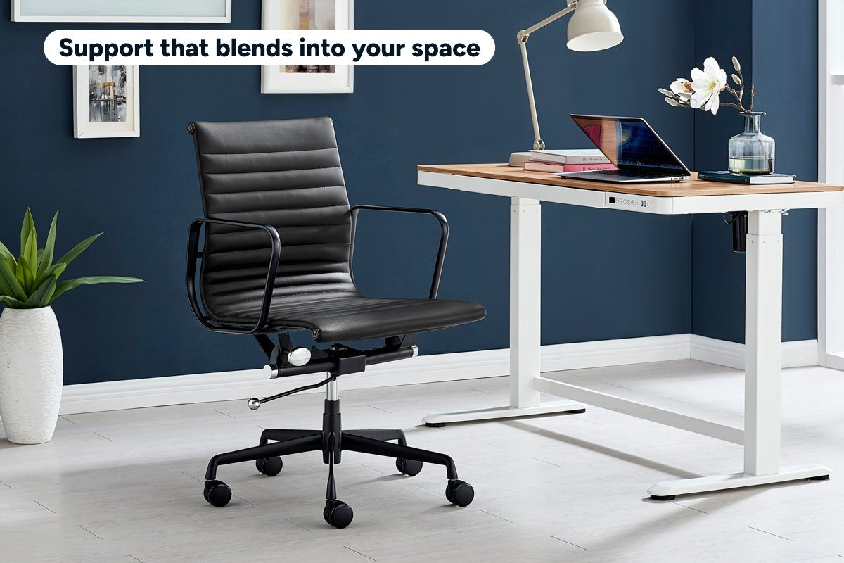 Matt Blatt Eames Replica Low Back Leather Office Chair (Black/Black)