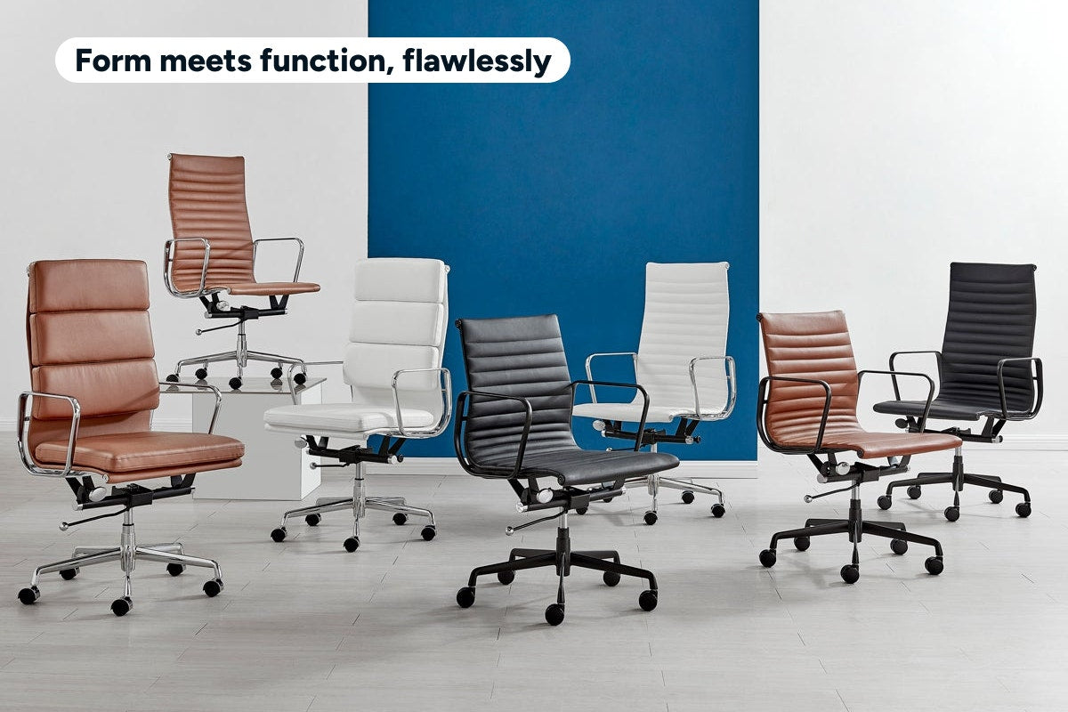 Matt Blatt Eames Replica Low Back Leather Office Chair (Black/Black)