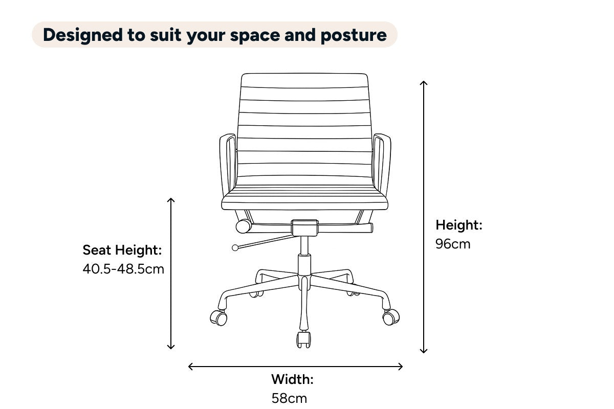Matt Blatt Eames Replica Low Back Leather Office Chair (Black/Black)