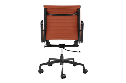 Matt Blatt Eames Group Standard Matte Black Aluminium Low Back Office Chair Replica (Tan Leather)