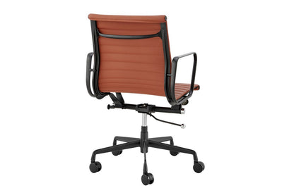 Matt Blatt Eames Group Standard Matte Black Aluminium Low Back Office Chair Replica (Tan Leather)