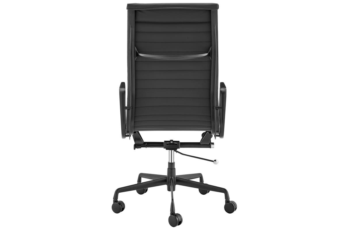 Matt Blatt Eames Group Standard Matte Black Aluminium High Back Office Chair Replica (Black Leather)